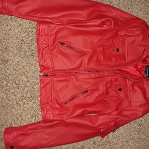 Red leather jacket